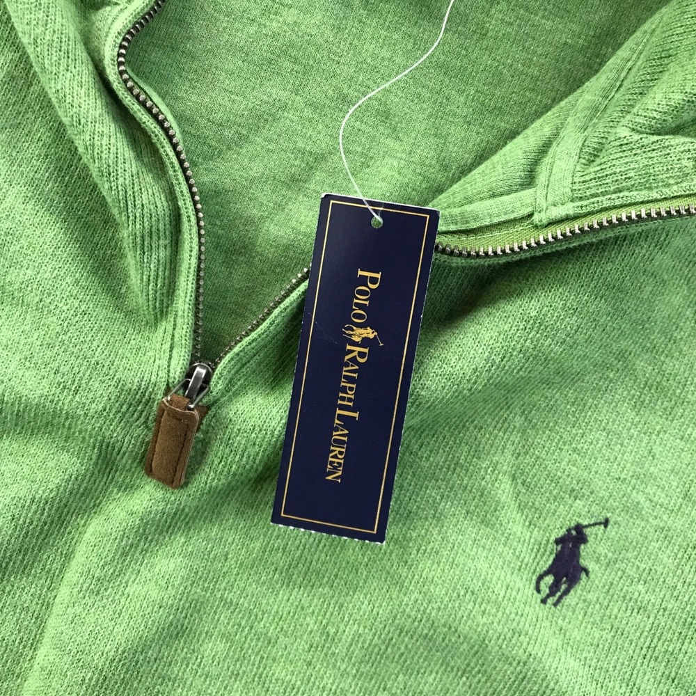 Polo Ralph Lauren Sweater Mens 2XL Green 1/4 Zip Mock Neck Pullover Preppy NEW - Picture 11 of 13